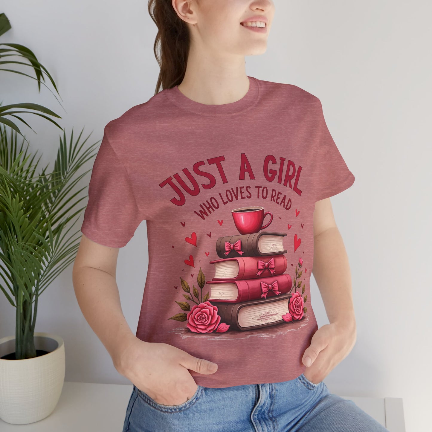 Just a Girl Who Loves to Read Tee, Cute Book Lover T-Shirt