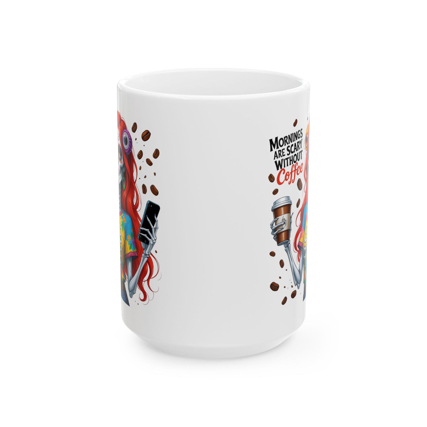 Zombie Redhead Girl Morning are Scary without Coffee Mug