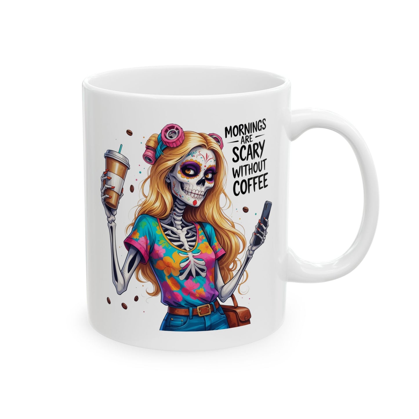 Zombie Blond Hair Girl Morning are Scary without Coffee Mug