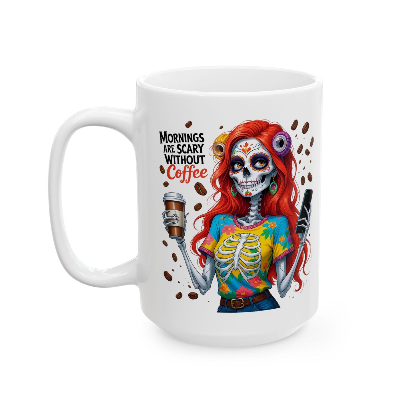 Zombie Redhead Girl Morning are Scary without Coffee Mug