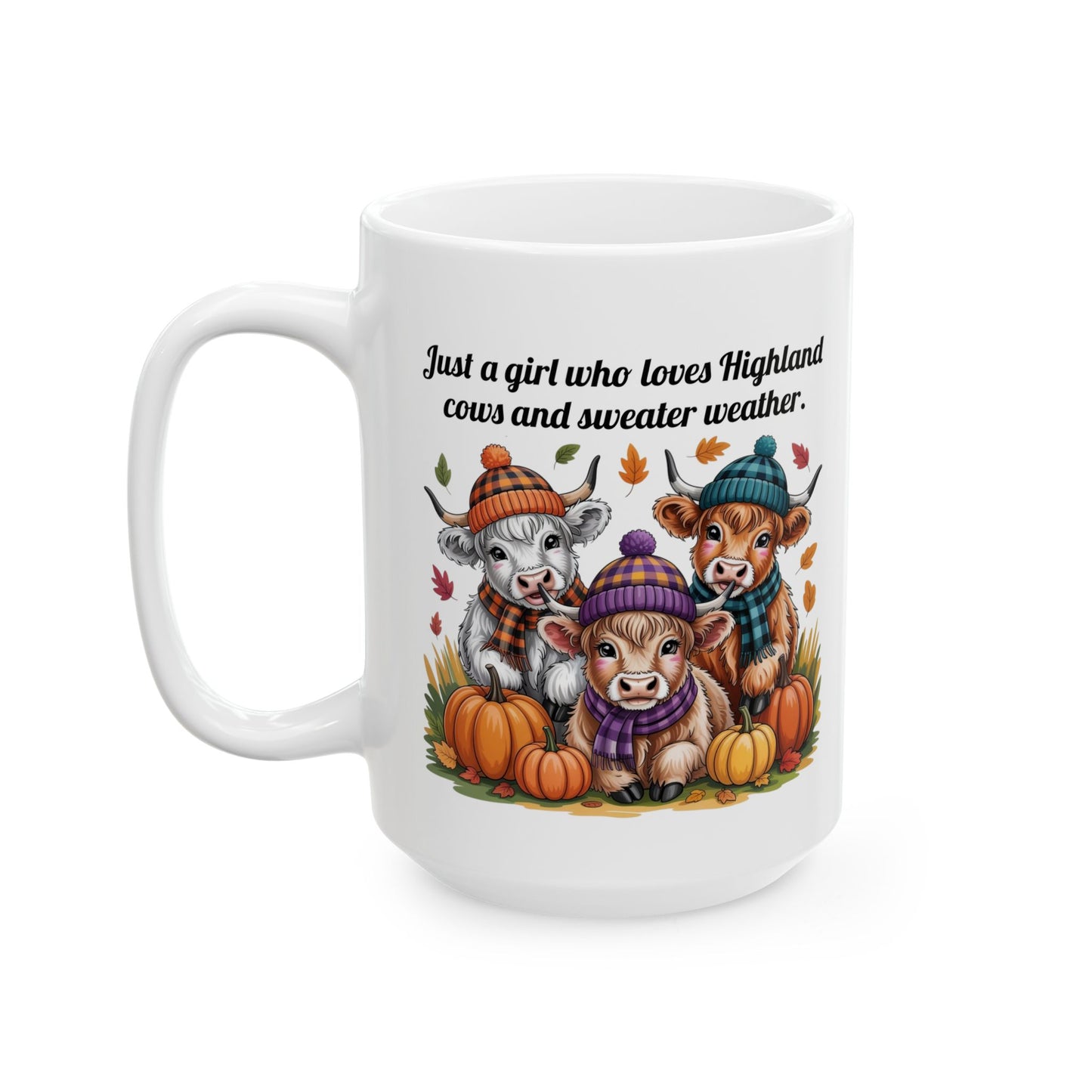 Highland Cow Autumn Theme Ceramic Mug