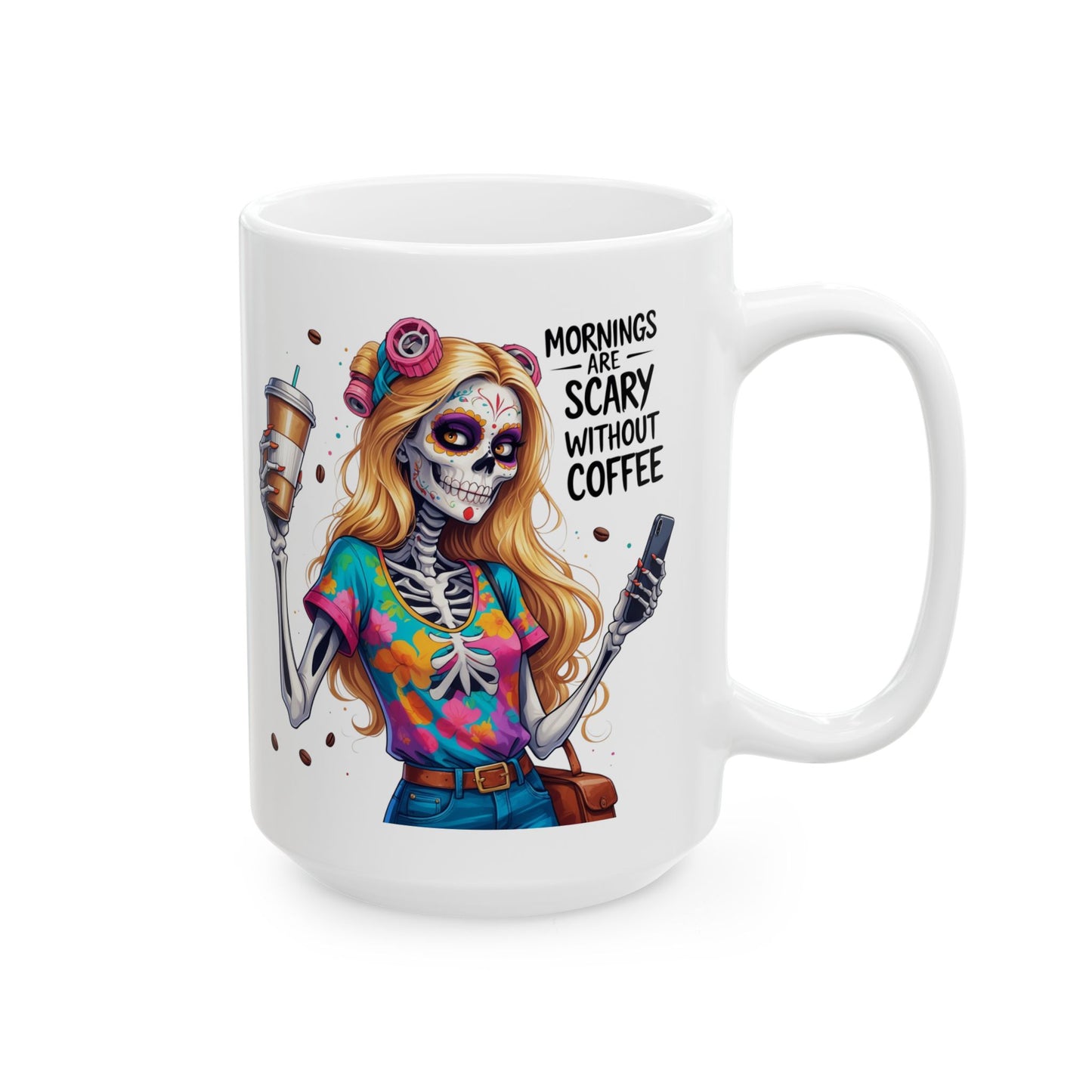 Zombie Blond Hair Girl Morning are Scary without Coffee Mug