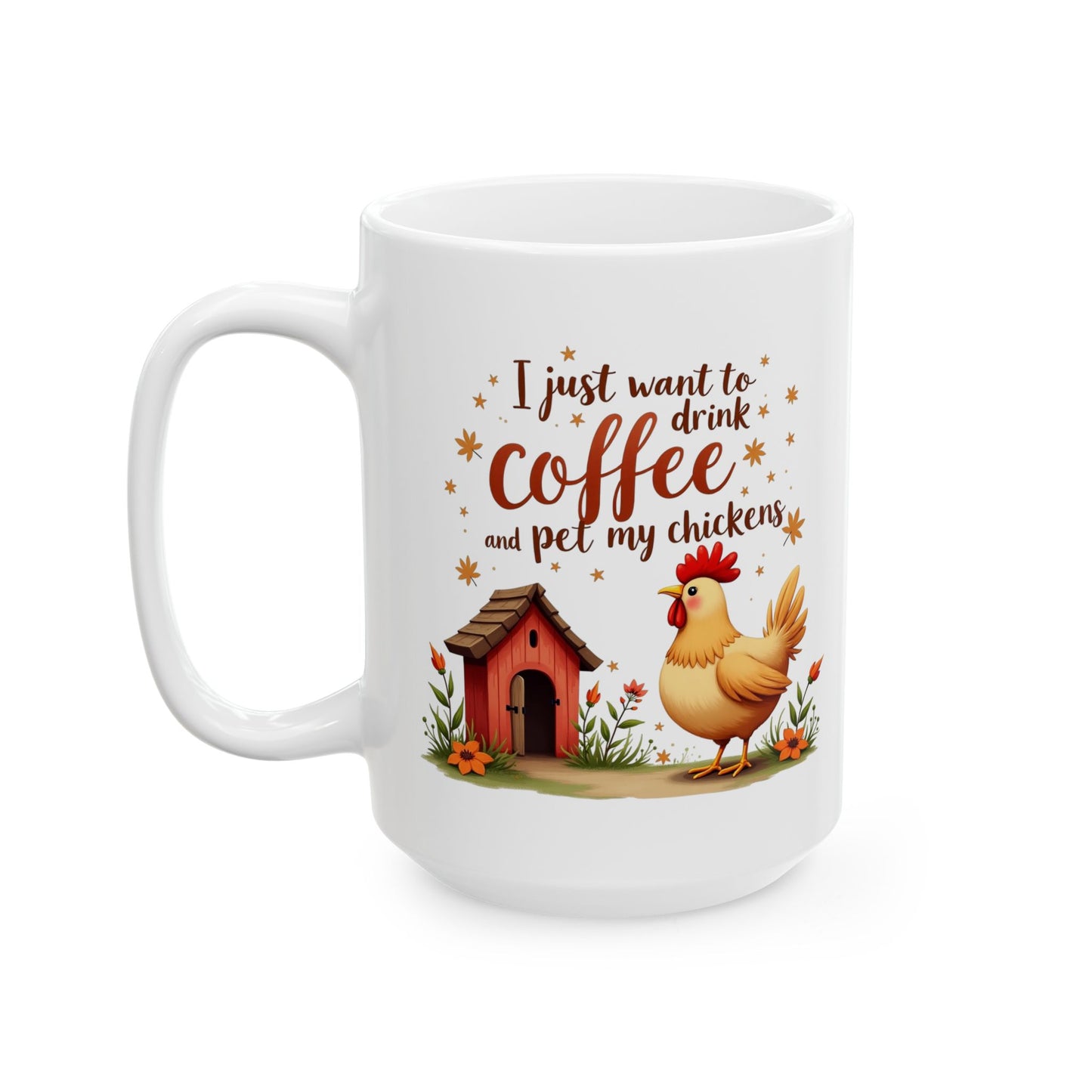 Charming Farmhouse Ceramic Mug with Chicken Design