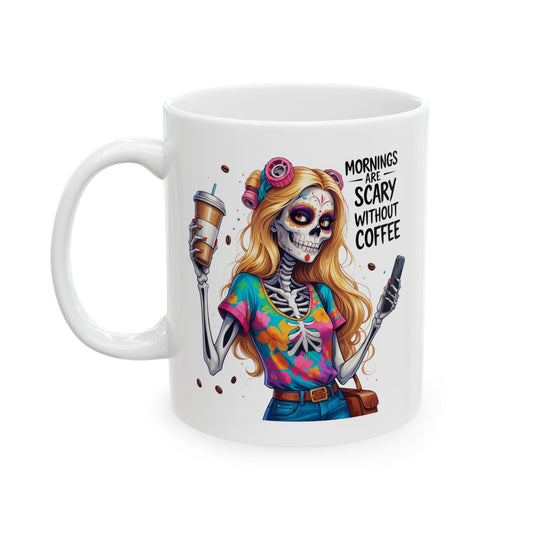 Zombie Blond Hair Girl Morning are Scary without Coffee Mug