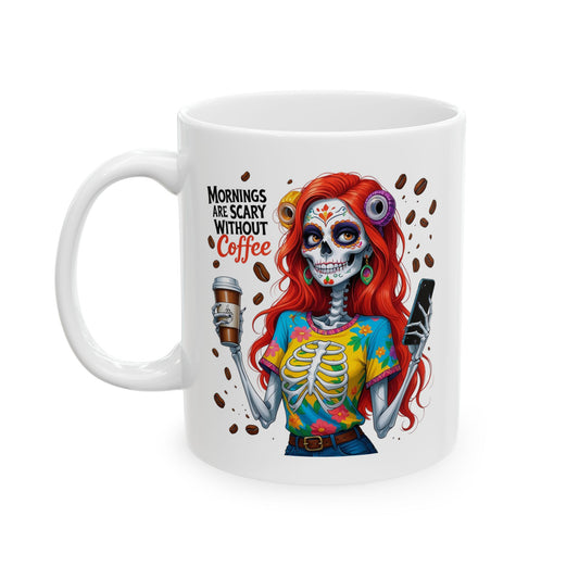 Zombie Redhead Girl Morning are Scary without Coffee Mug