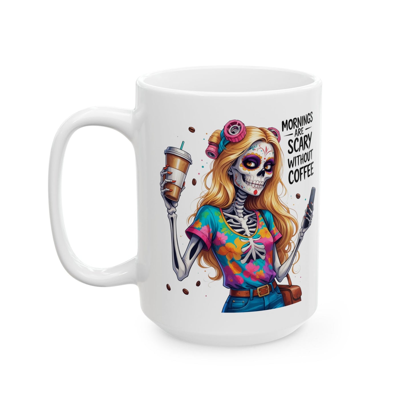 Zombie Blond Hair Girl Morning are Scary without Coffee Mug