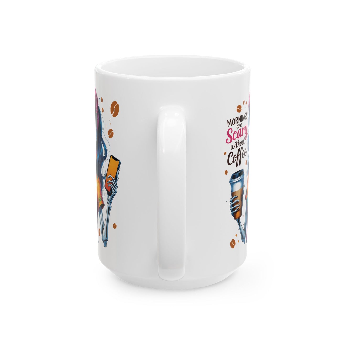 Zombie Dark Hair Girl Morning are Scary without Coffee Mug