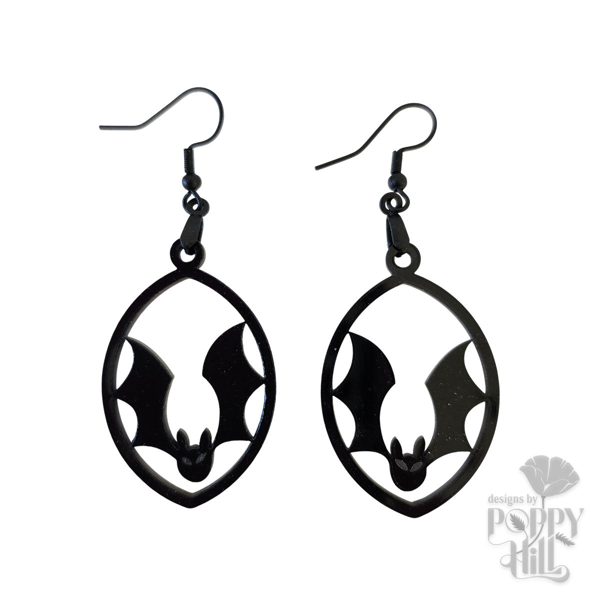 Black Acrylic Bat Earrings