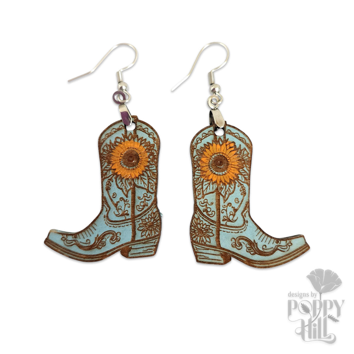Cowgirl Boots - Blue with Sunflower Accent