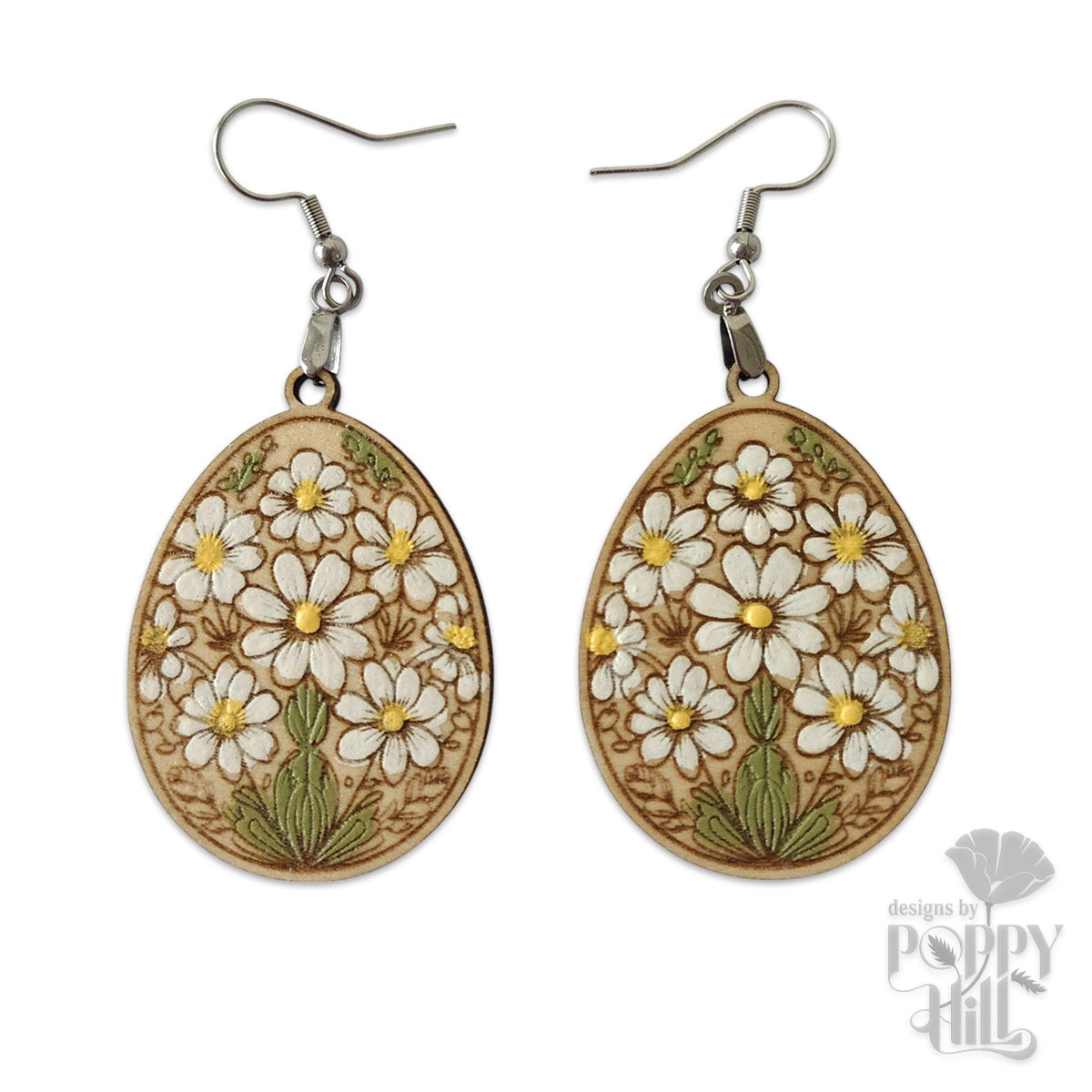 Teardrop Daisy Floral Earrings