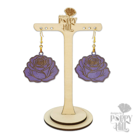Purple Rose Earrings