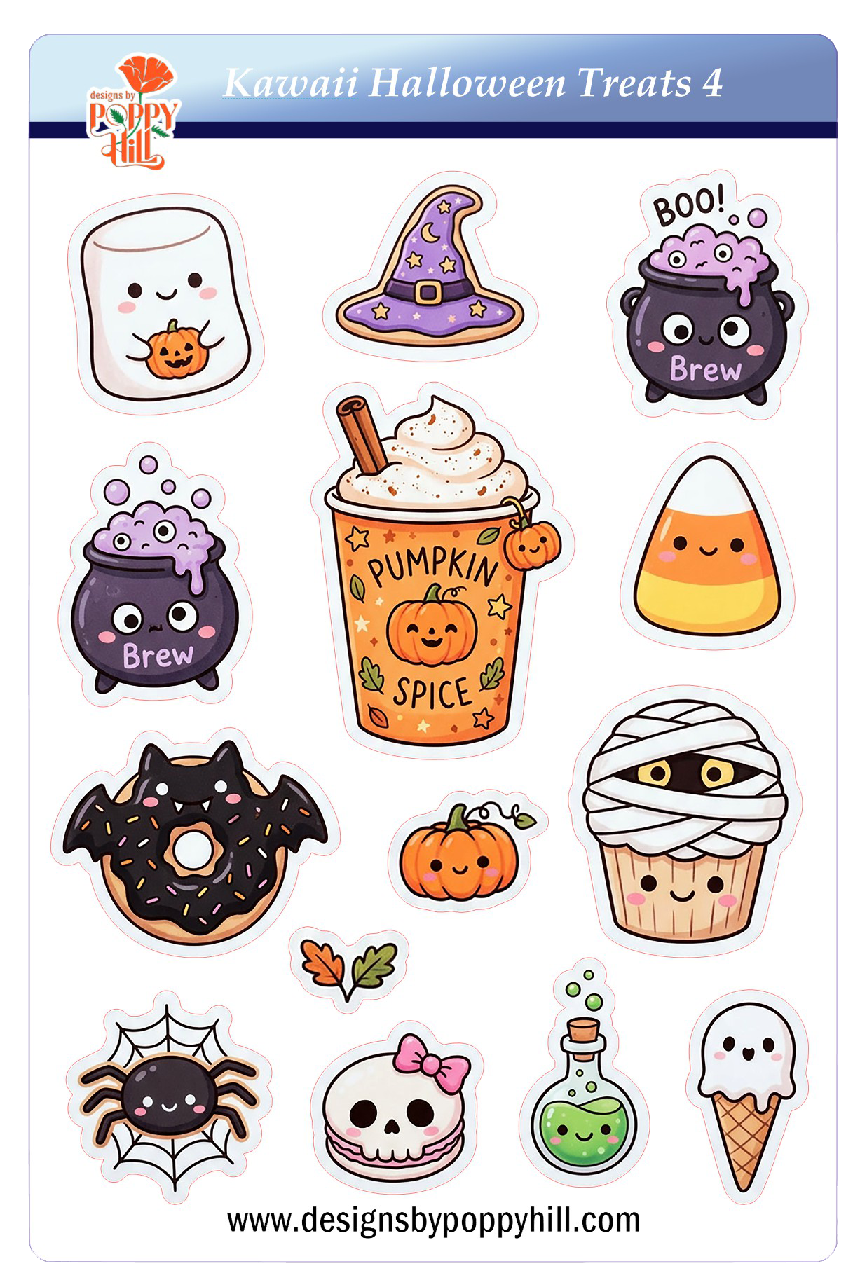 Sticker Sheet - Kawaii Halloween Treats 4