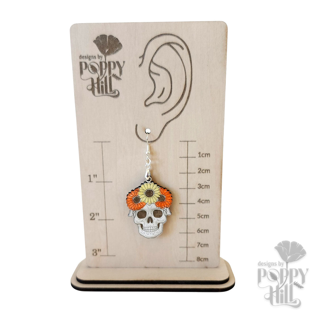 Skull with Sunflower Earrings