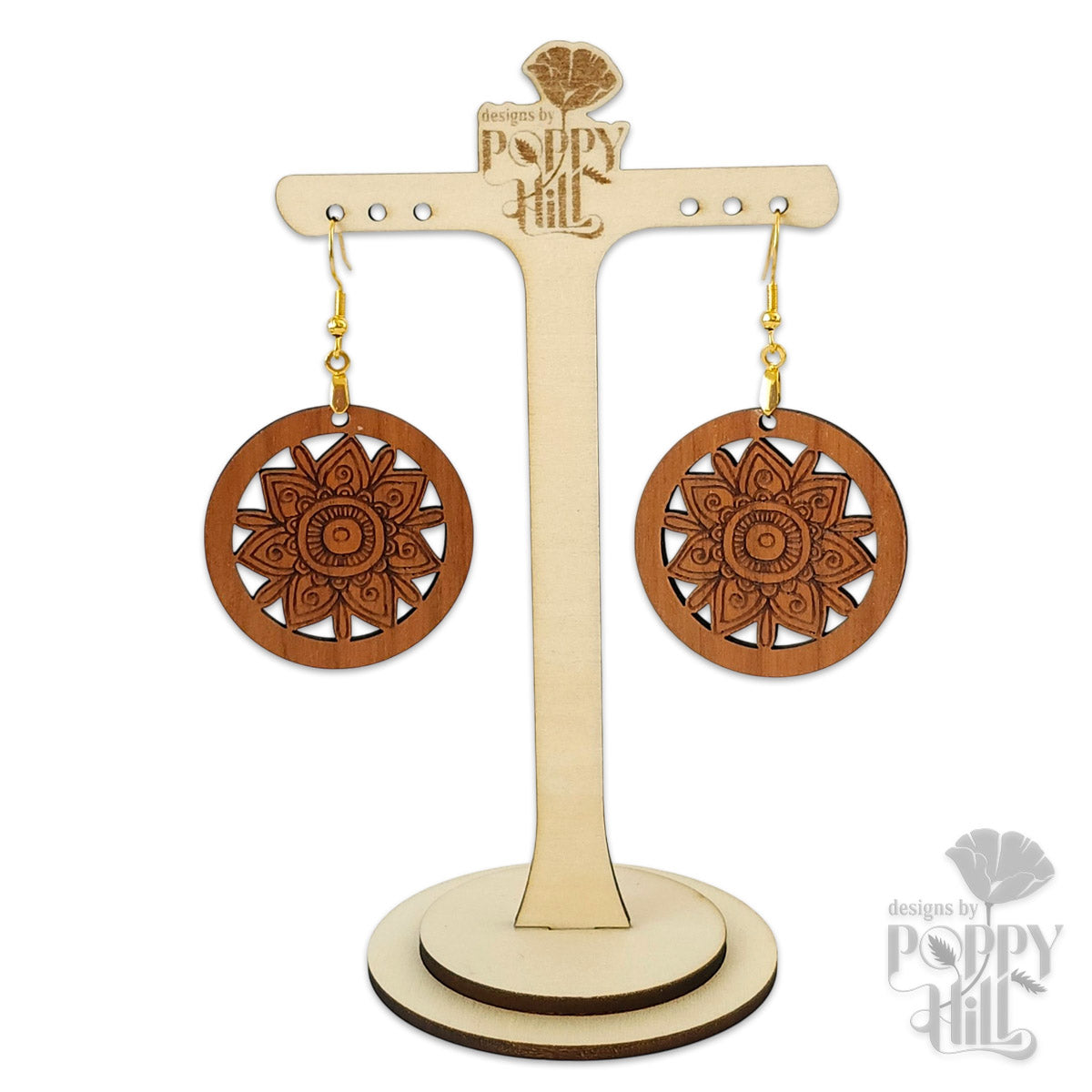 Circular Earrings with a Tribal Design