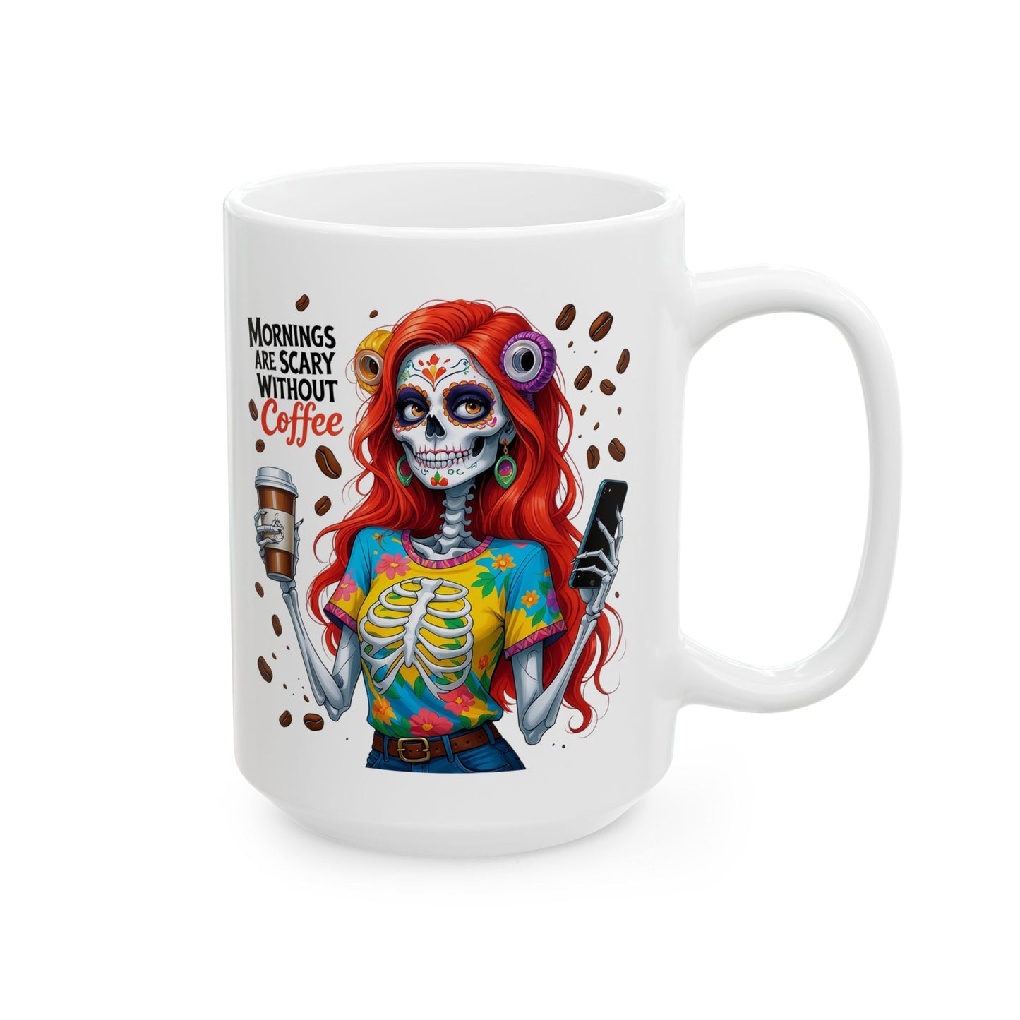 Zombie Redhead Girl Morning are Scary without Coffee Mug