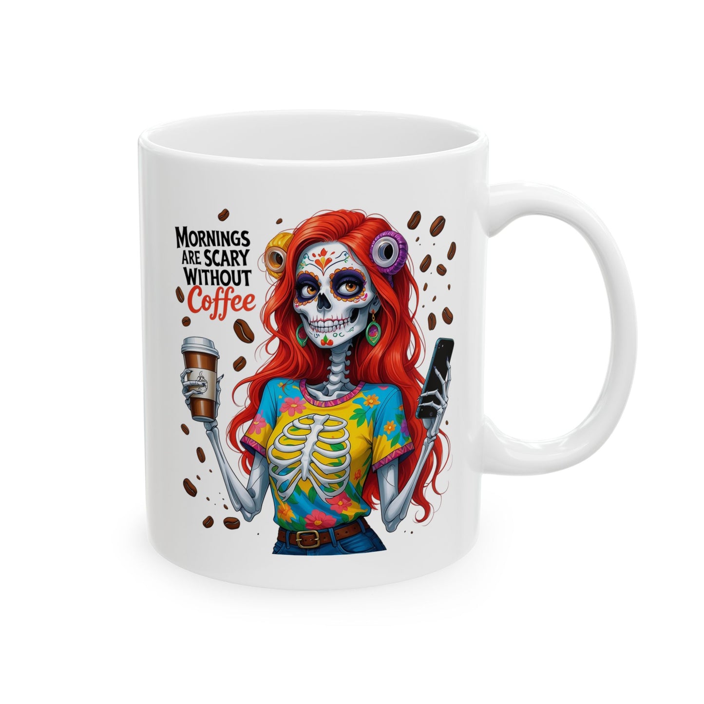 Zombie Redhead Girl Morning are Scary without Coffee Mug