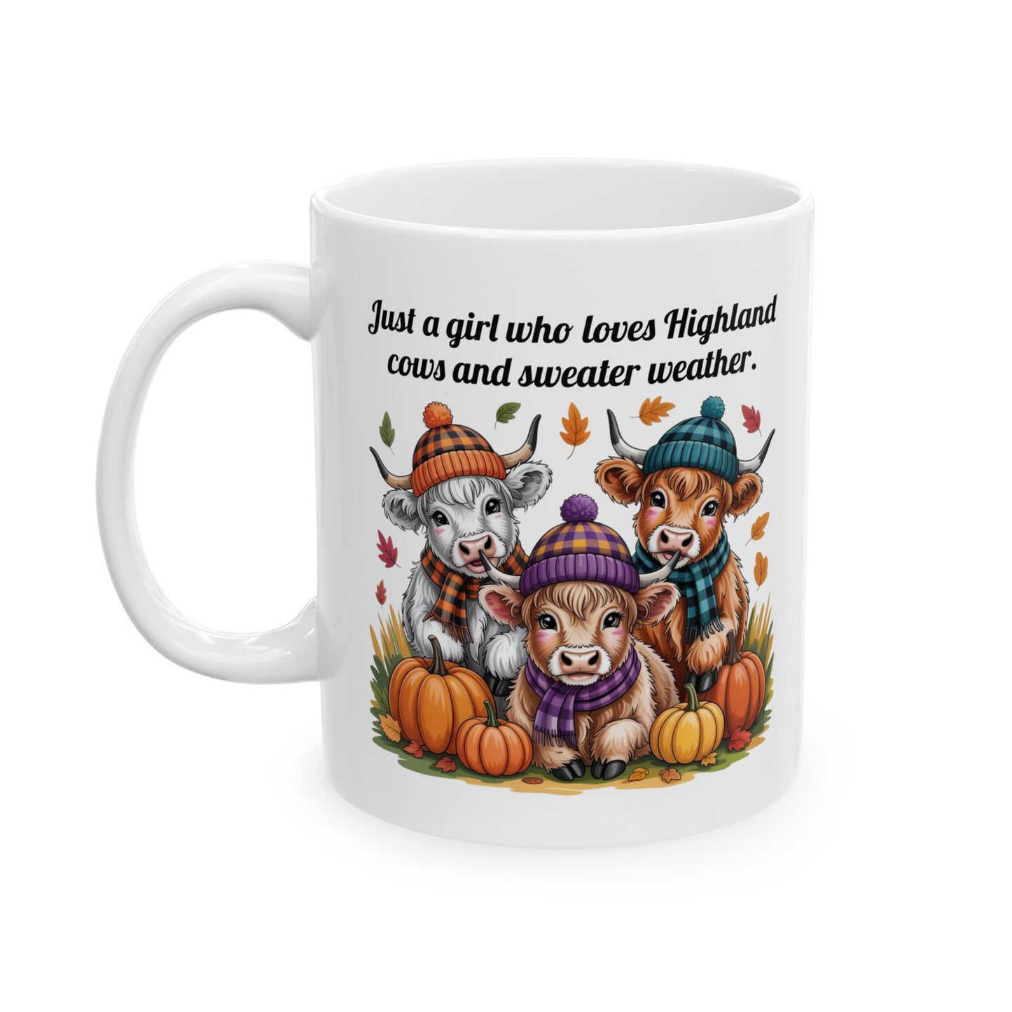 Highland Cow Autumn Theme Ceramic Mug