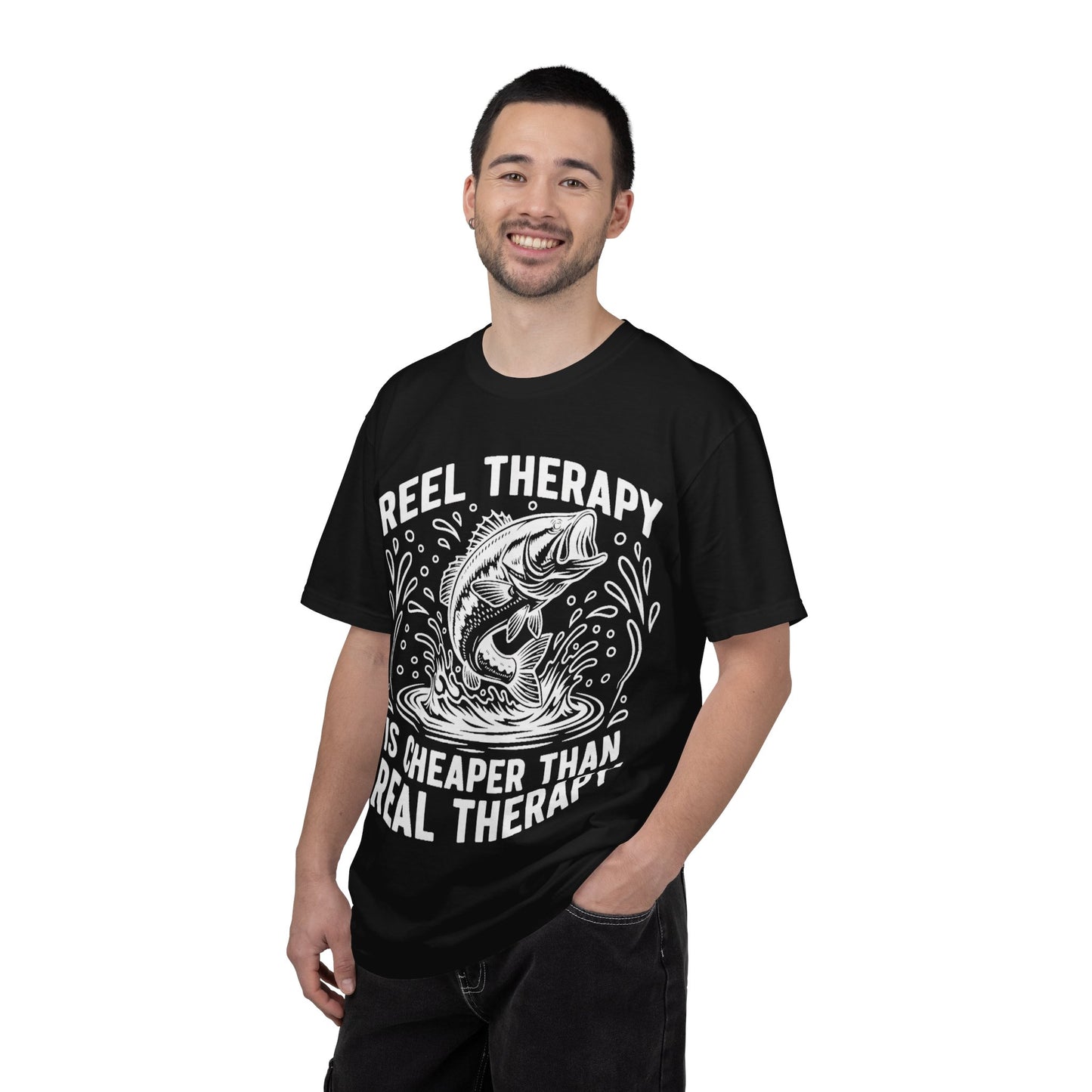 Fishing T-Shirt — "Reel Therapy Is Cheaper Than Real Therapy" Graphic Tee