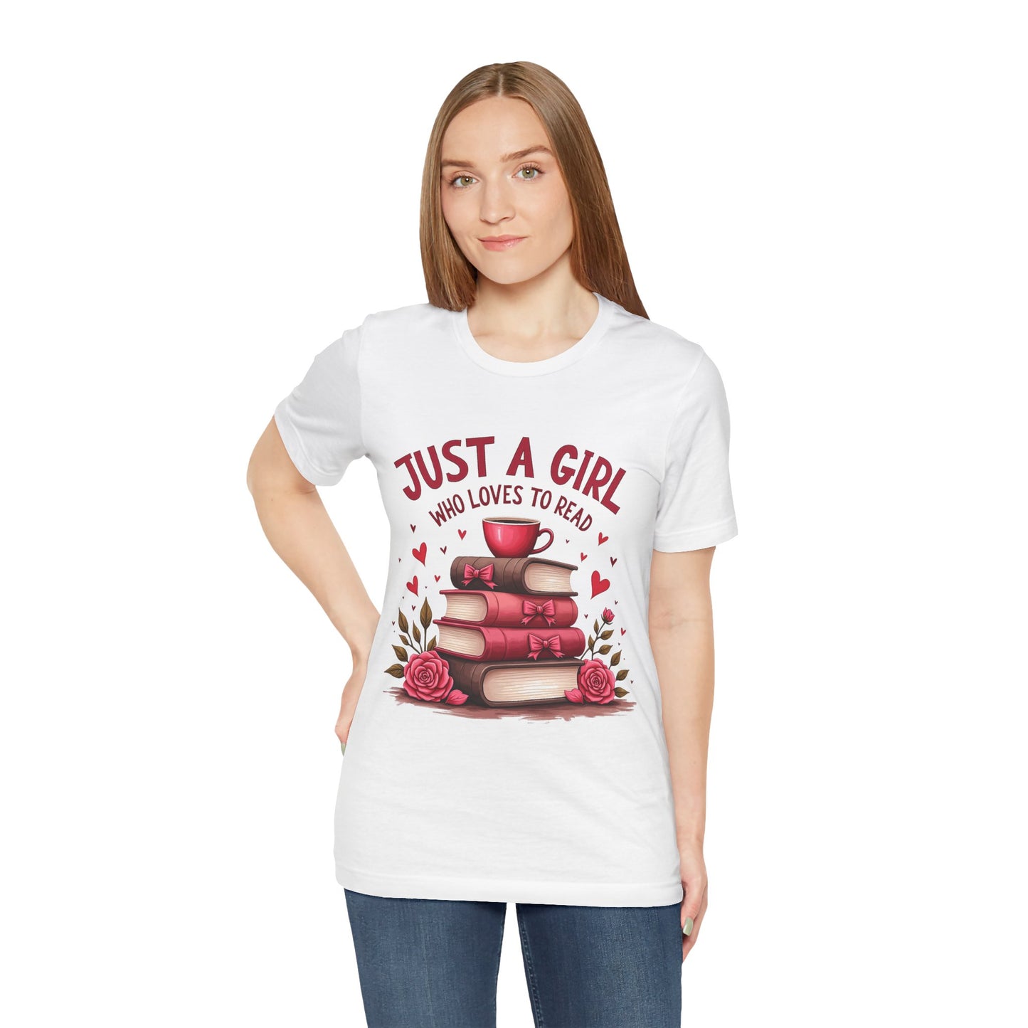 Just a Girl Who Loves to Read Tee, Cute Book Lover T-Shirt
