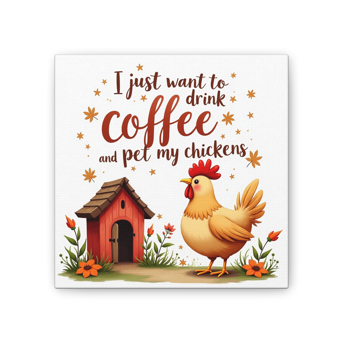 Charming Chicken and Coffee Canvas Wall Art