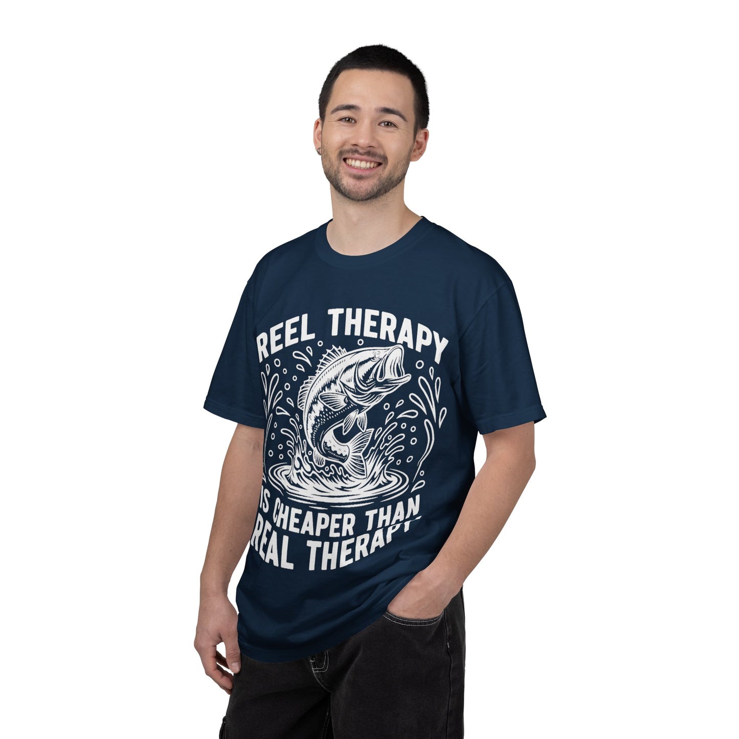 Fishing T-Shirt — "Reel Therapy Is Cheaper Than Real Therapy" Graphic Tee