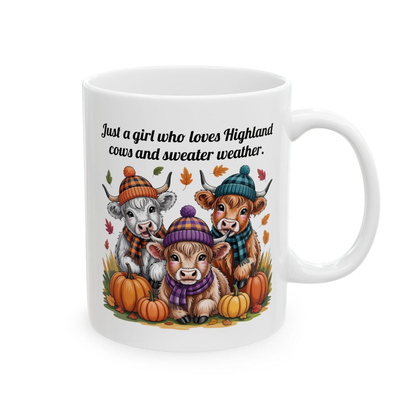 Highland Cow Autumn Theme Ceramic Mug
