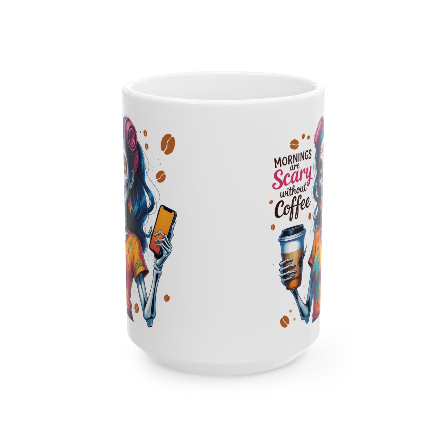 Zombie Dark Hair Girl Morning are Scary without Coffee Mug