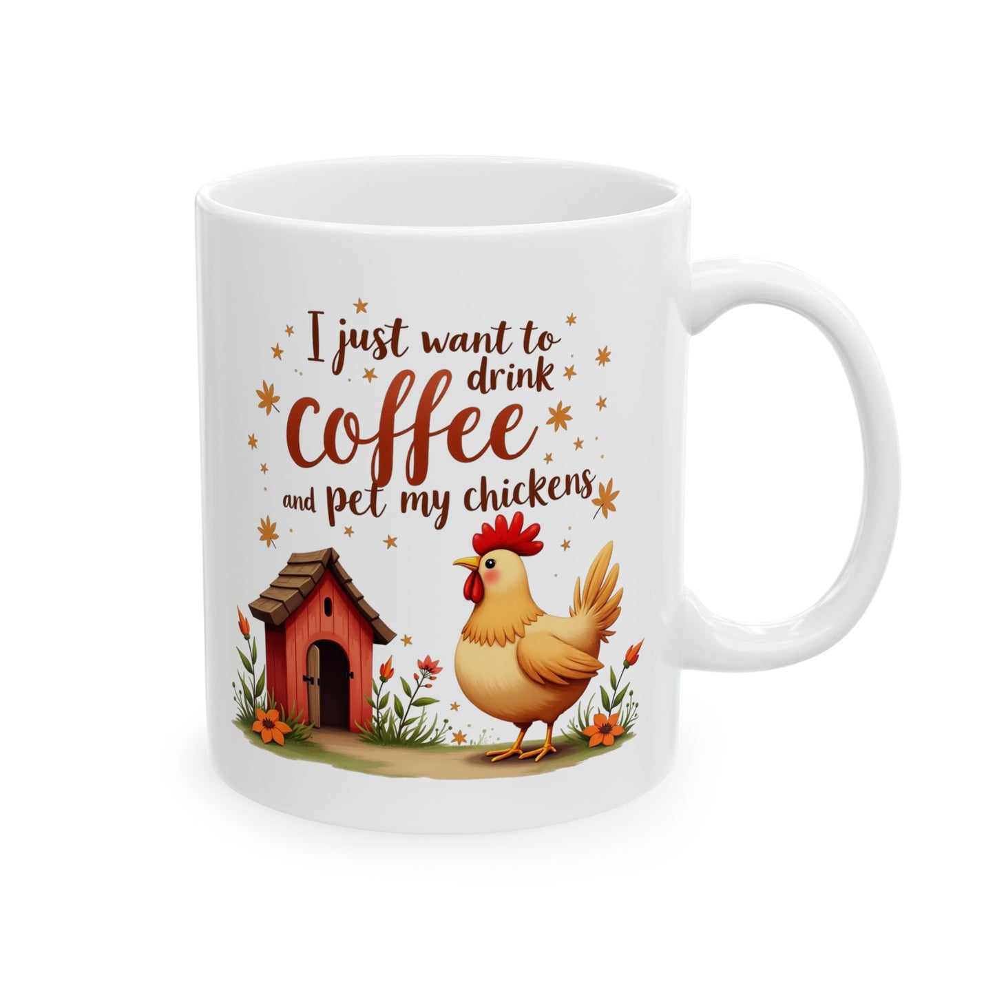 Charming Farmhouse Ceramic Mug with Chicken Design