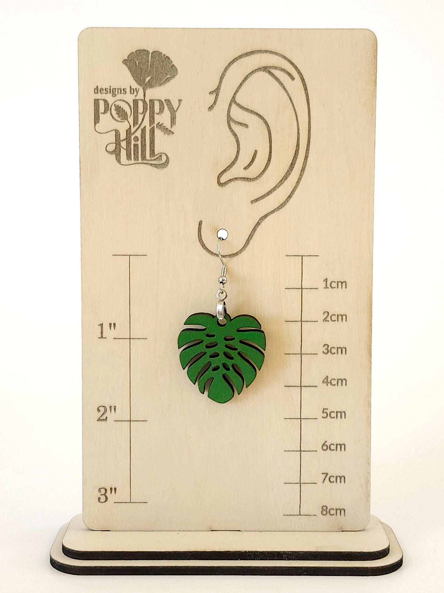 Monstera Leaf Earrings Green