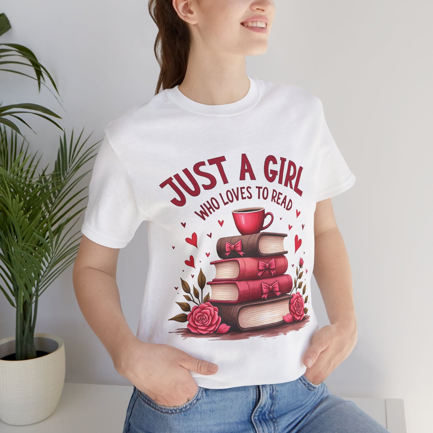 Just a Girl Who Loves to Read Tee, Cute Book Lover T-Shirt