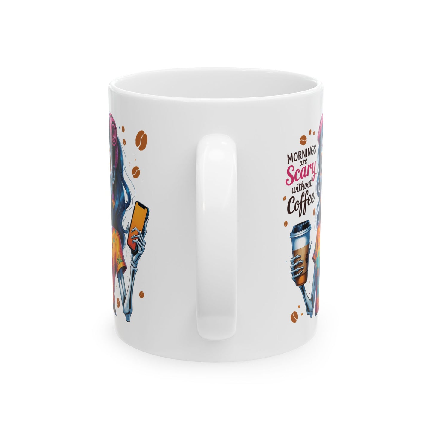 Zombie Dark Hair Girl Morning are Scary without Coffee Mug