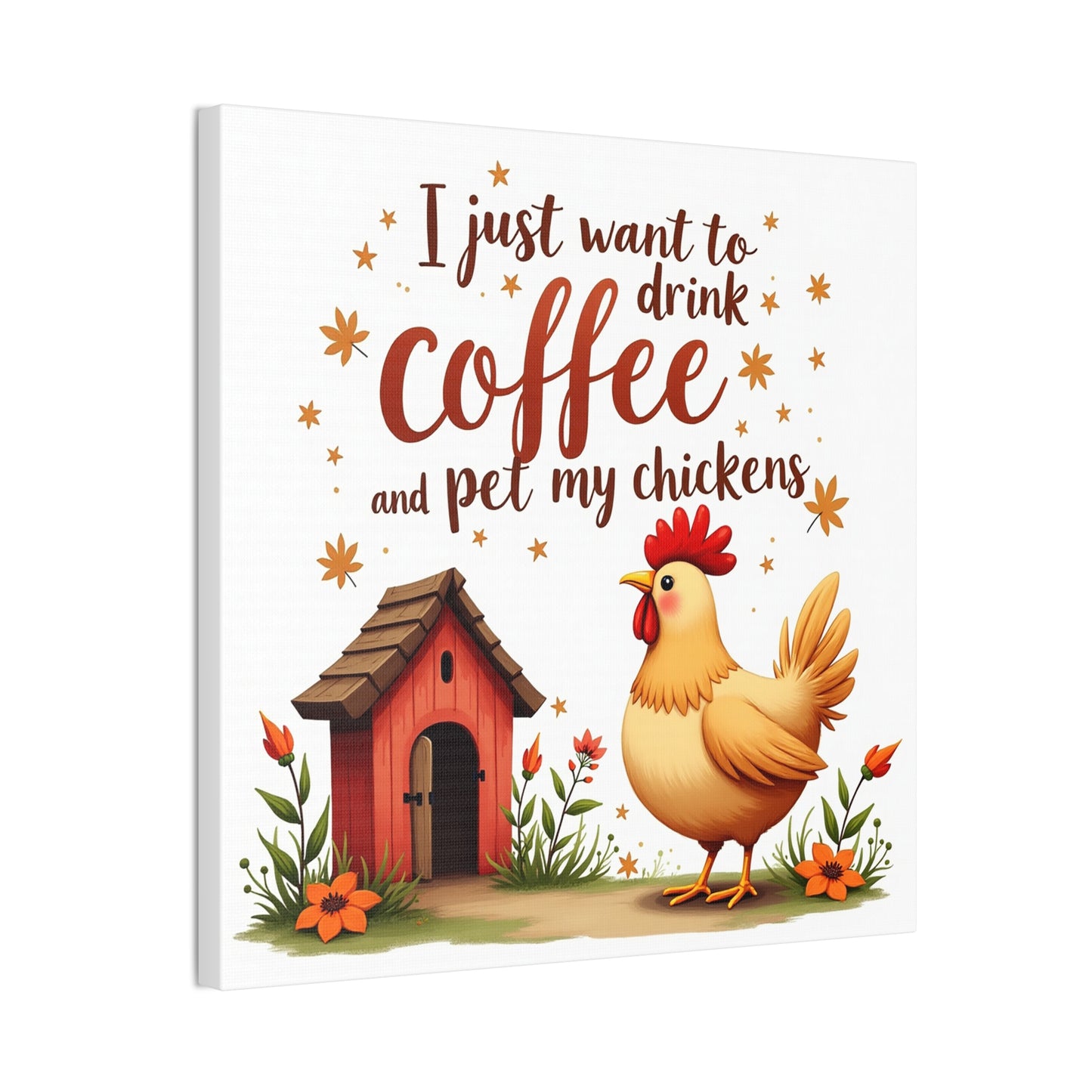 Charming Chicken and Coffee Canvas Wall Art