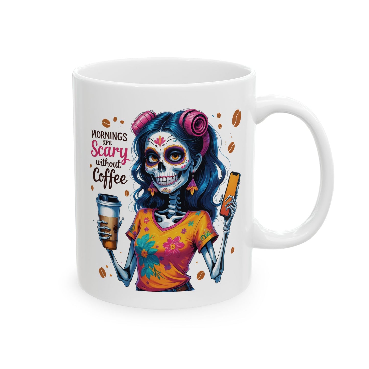 Zombie Dark Hair Girl Morning are Scary without Coffee Mug