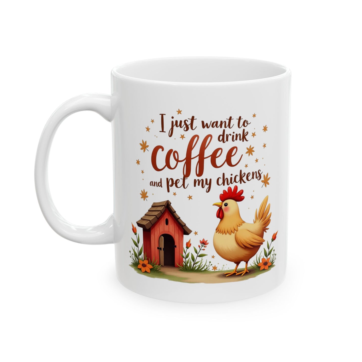 Charming Farmhouse Ceramic Mug with Chicken Design