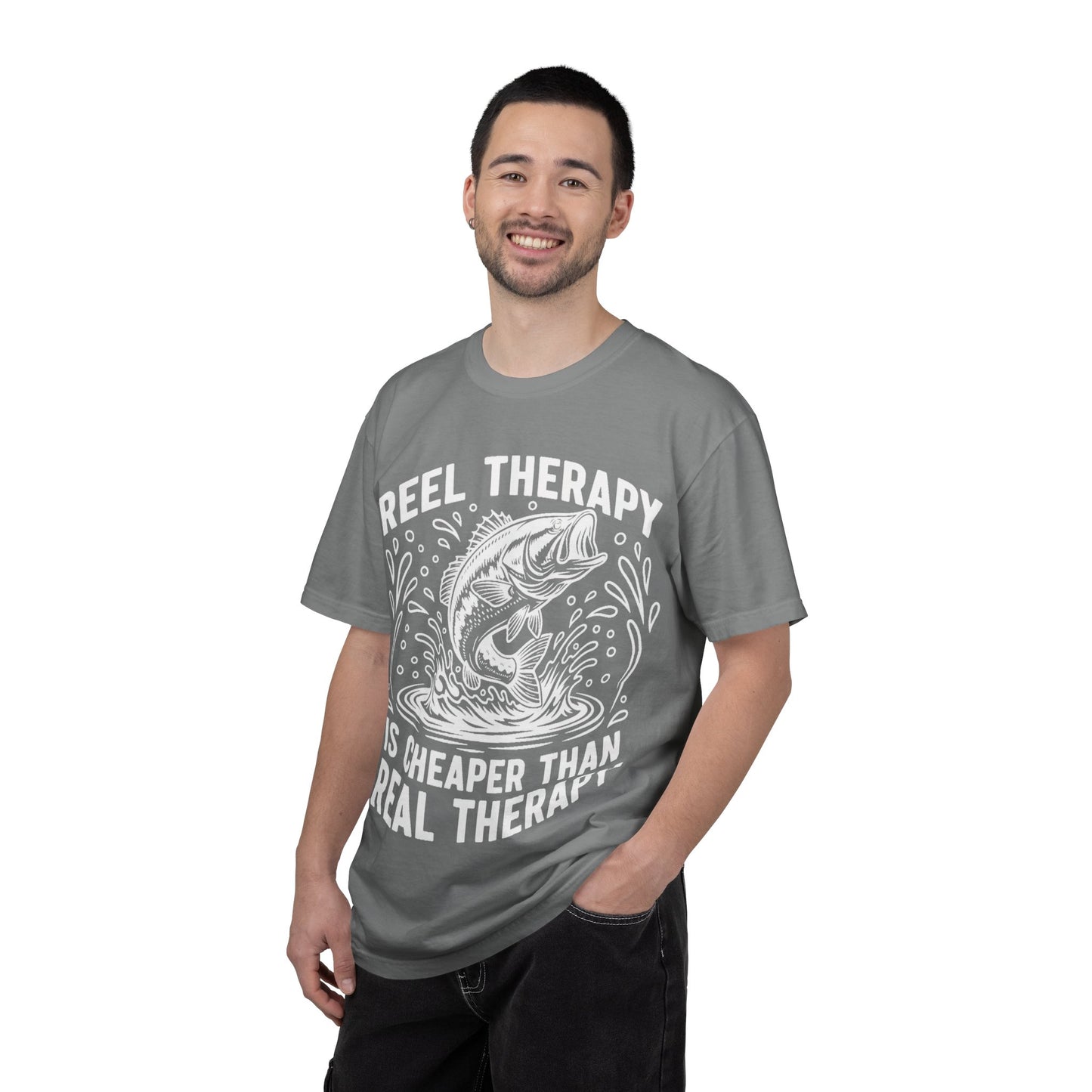 Fishing T-Shirt — "Reel Therapy Is Cheaper Than Real Therapy" Graphic Tee