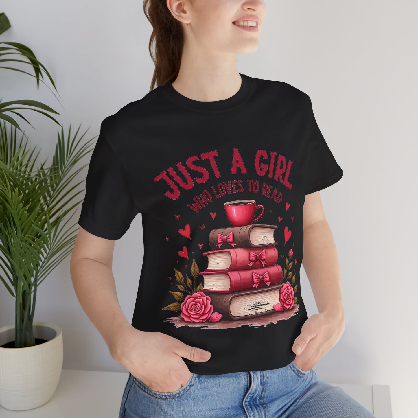 Just a Girl Who Loves to Read Tee, Cute Book Lover T-Shirt