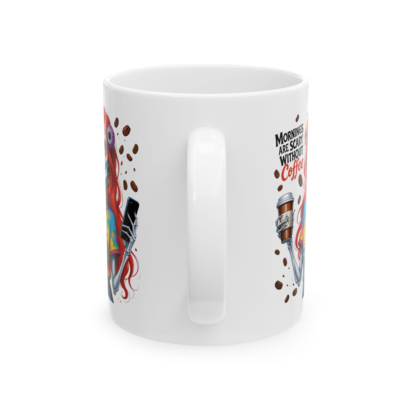 Zombie Redhead Girl Morning are Scary without Coffee Mug