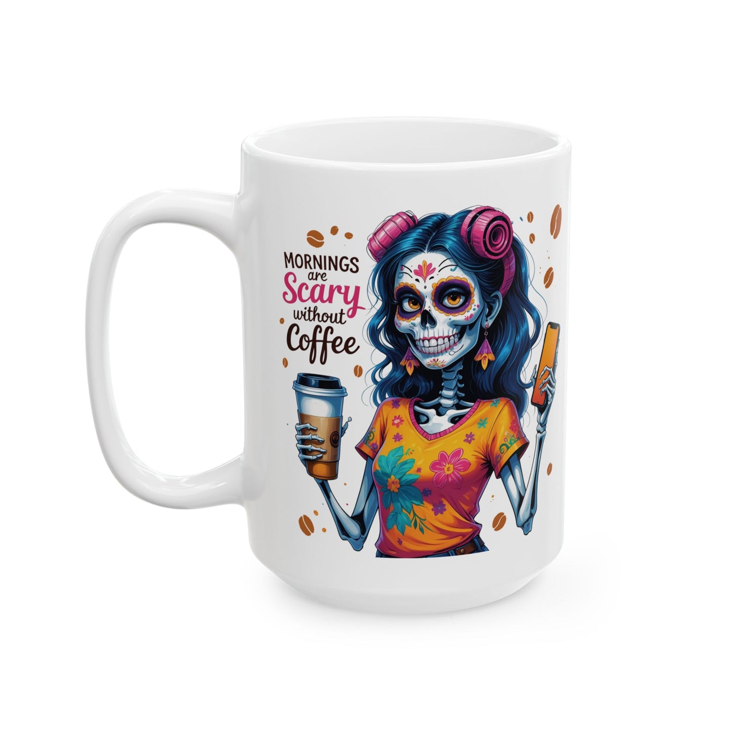 Zombie Dark Hair Girl Morning are Scary without Coffee Mug