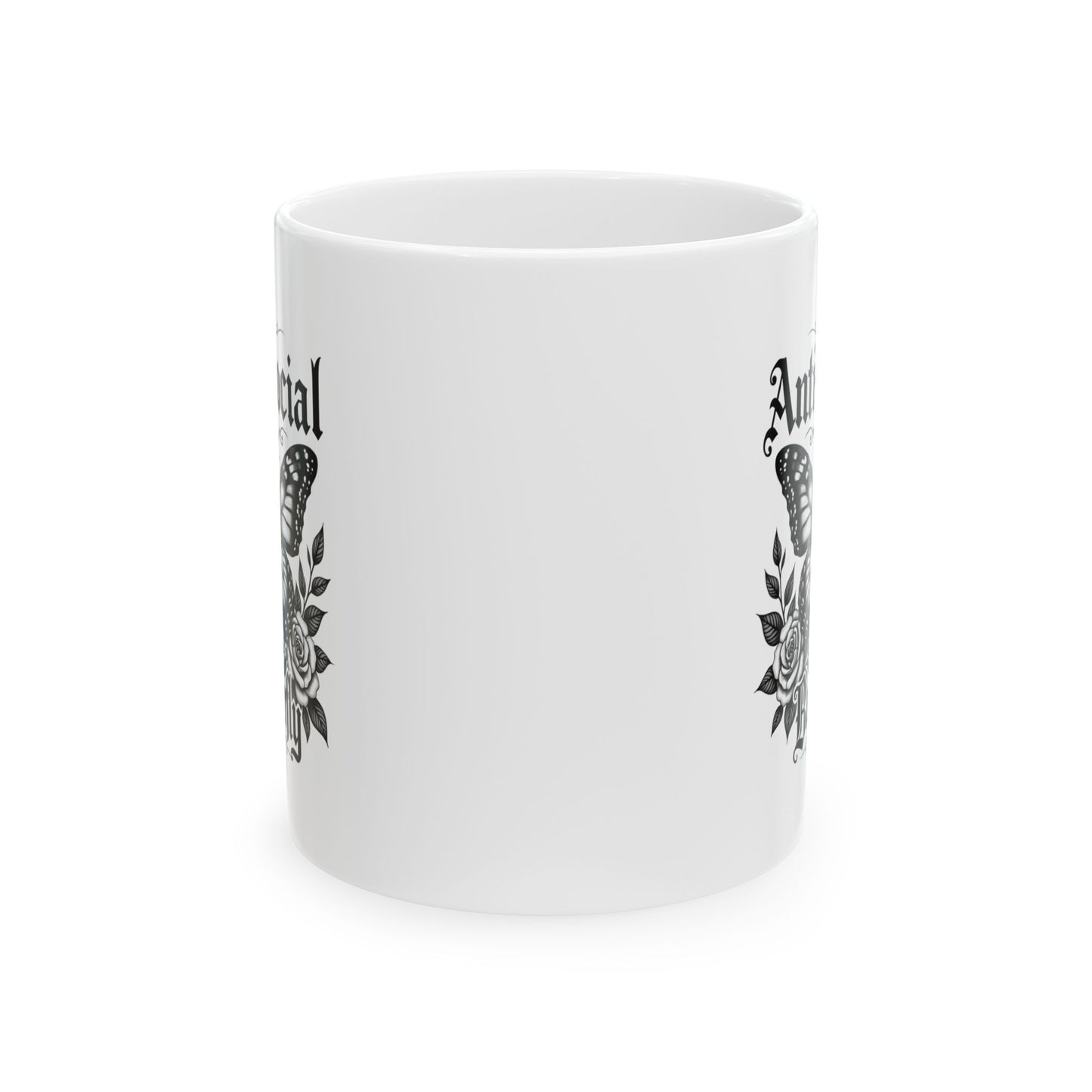 Black Floral Anti-Social Butterfly Ceramic Mug