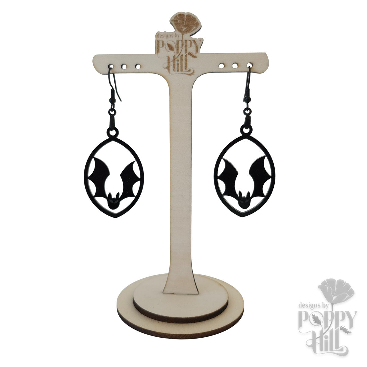 Black Acrylic Bat Earrings