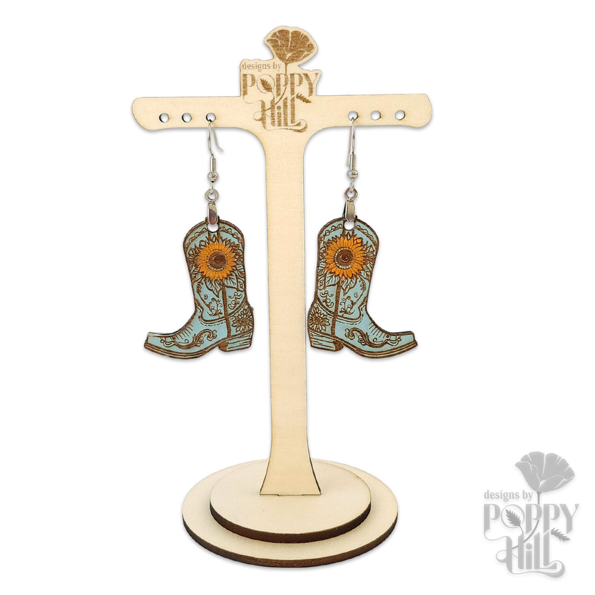 Cowgirl Boots - Blue with Sunflower Accent