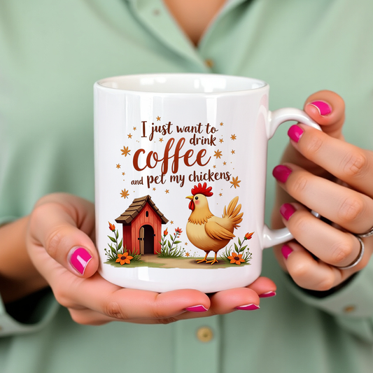 Charming Farmhouse Ceramic Mug with Chicken Design