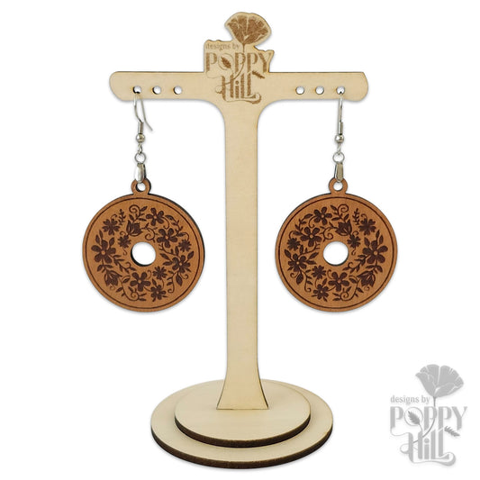Circular Earrings with a Floral Wreath Design