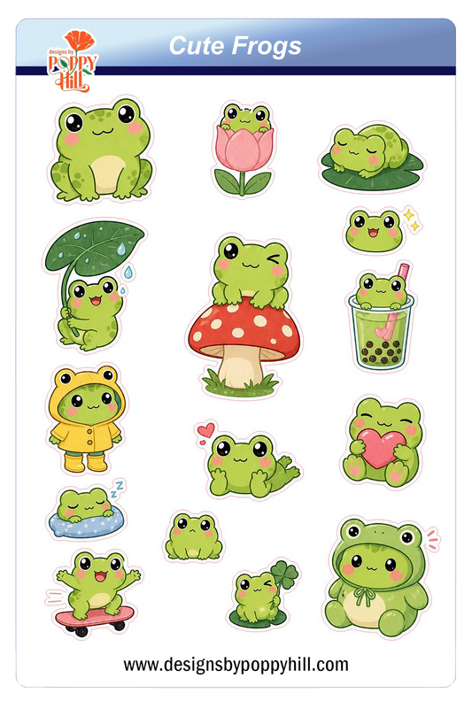 Sticker Sheet - Cute Frogs