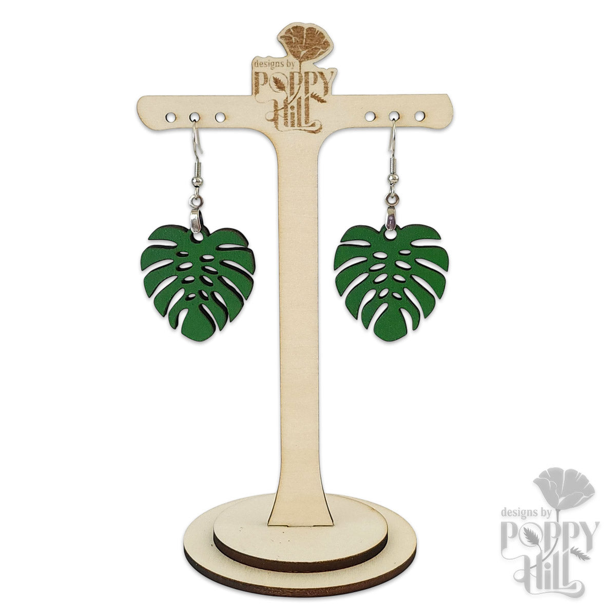 Monstera Leaf Earrings Green