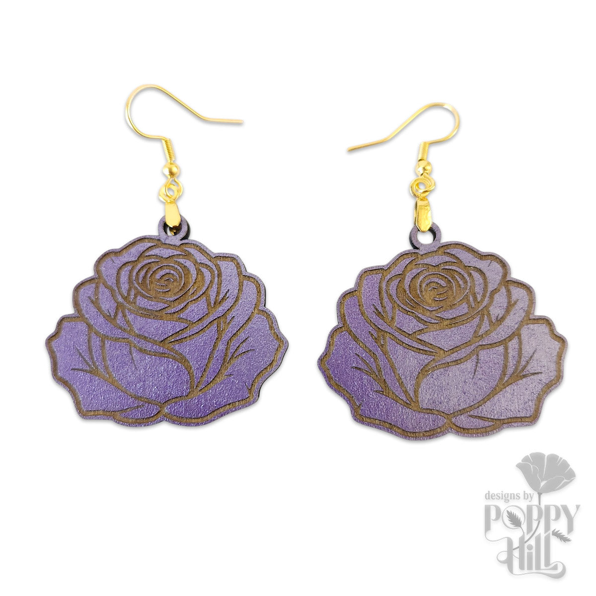 Purple Rose Earrings