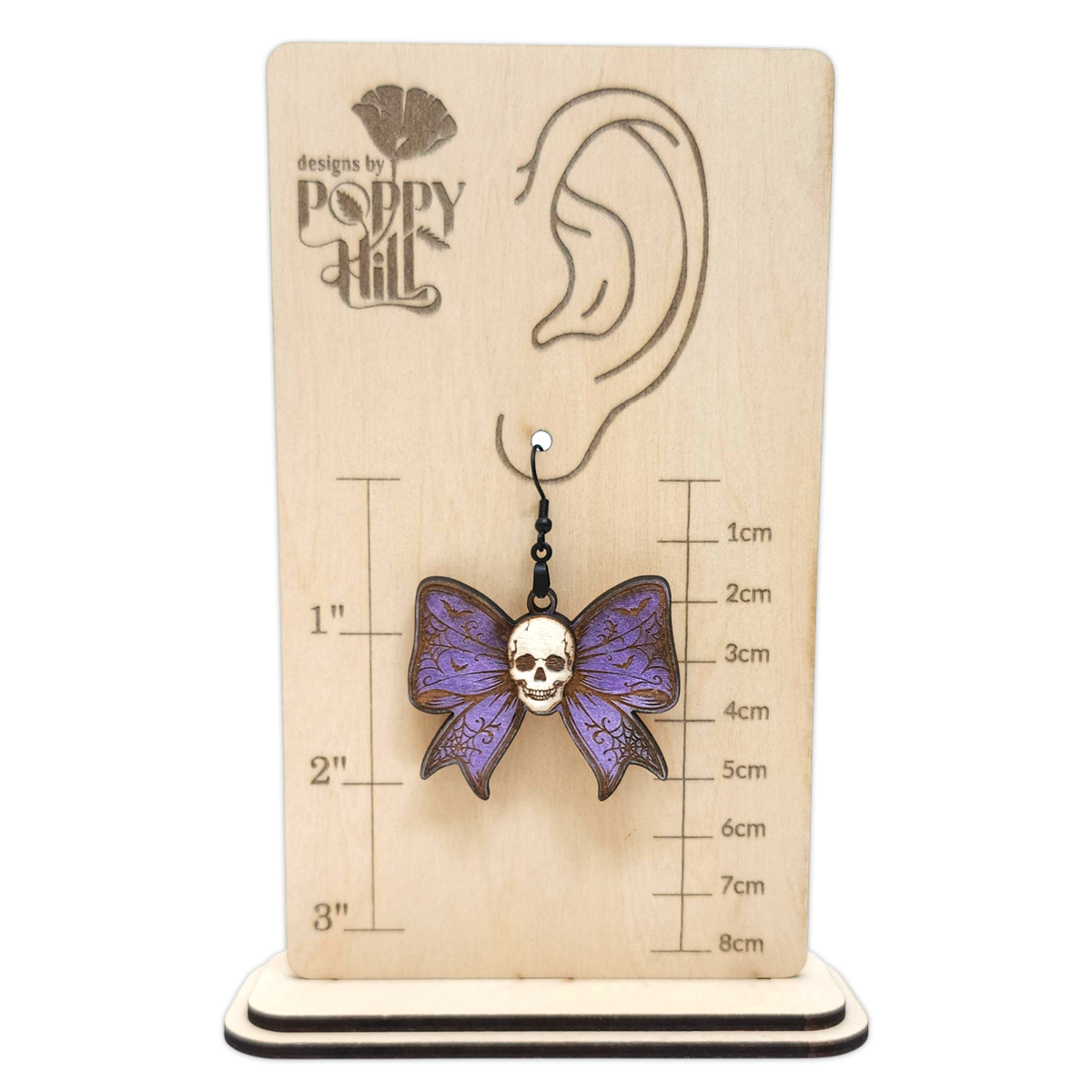 Rustic Halloween Skull Bow Earrings