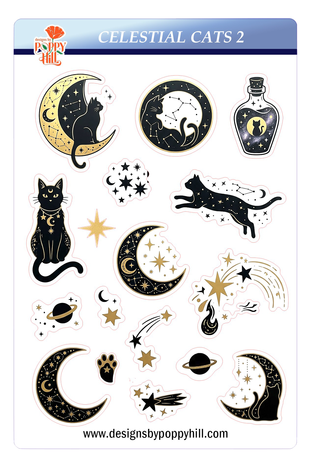 Sticker Sheet - Celestial Cats 2
