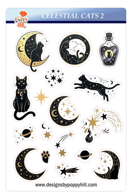Sticker Sheet - Celestial Cats 2