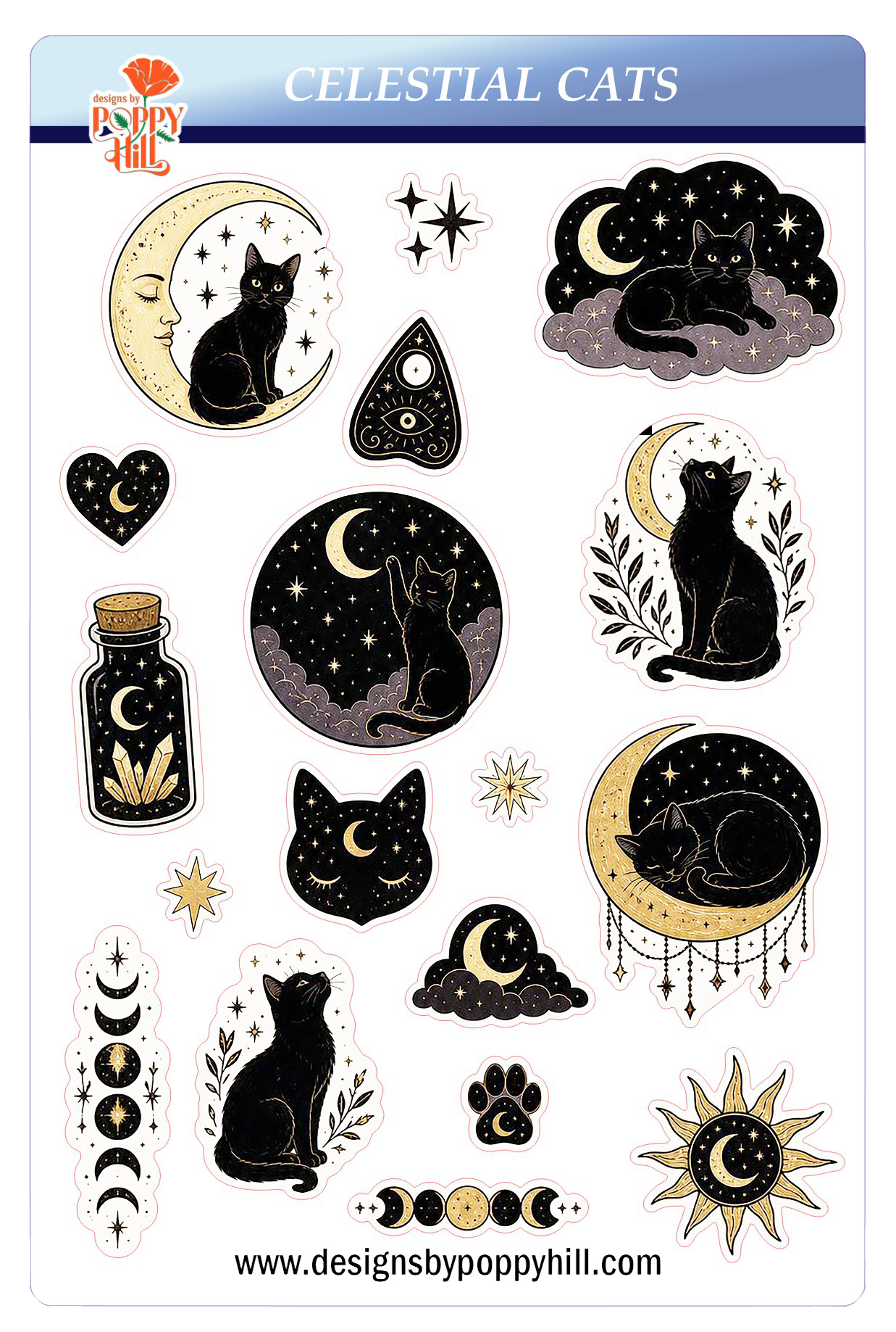 Sticker Sheet - Celestial Cats